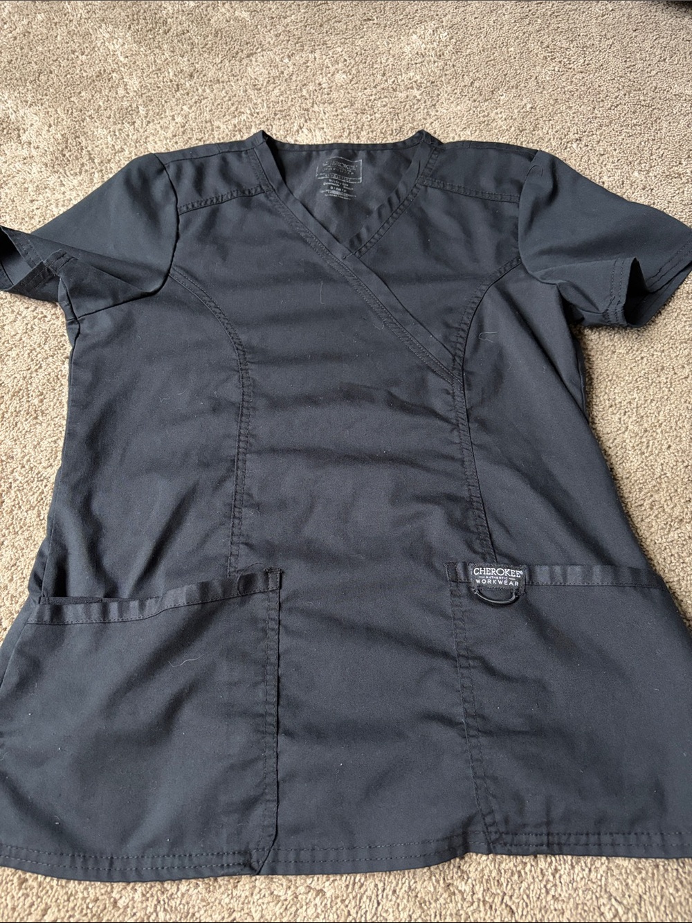 Cherokee Black V-Neck Scrub Top